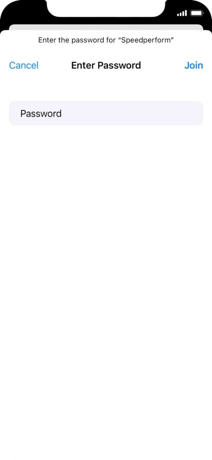 Key in the password for the Wi-Fi network and press Join. Key in the password for the Wi-Fi network and press Join.
