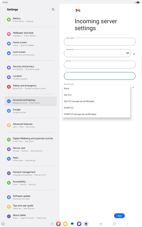 Press SSL/TLS. Press SSL/TLS.