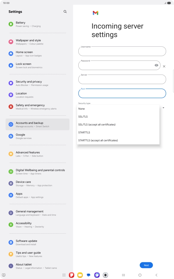 Press SSL/TLS. Press SSL/TLS.