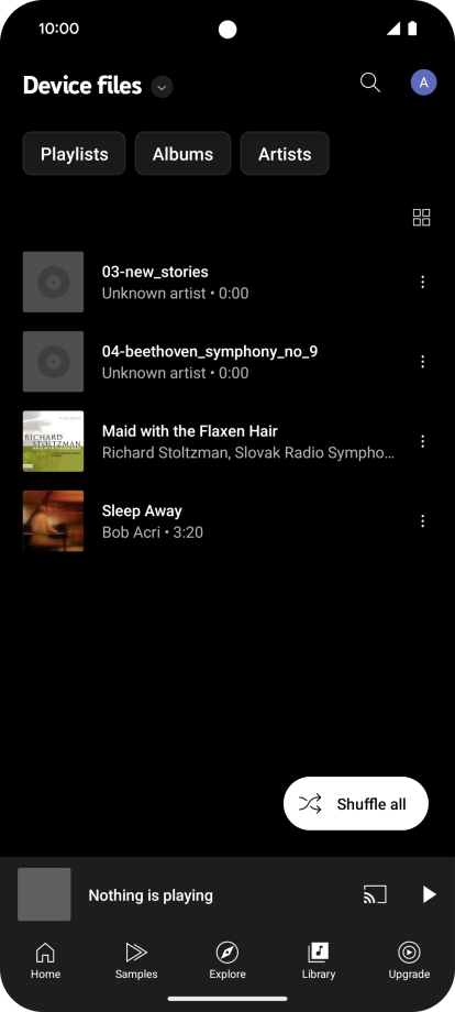Press the required audio file. Press the required audio file.