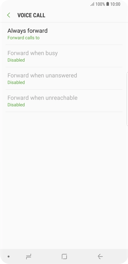 Press the required divert type. Press the required divert type.