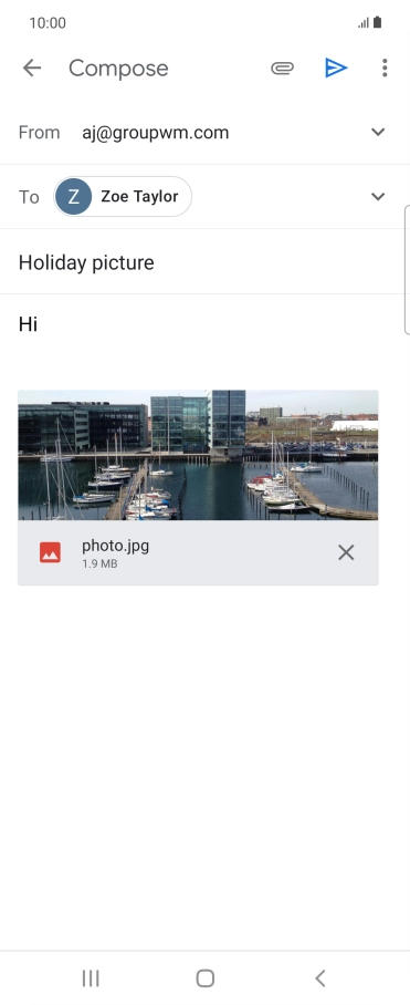 Press the send icon when you've finished your email message. Press the send icon when you've finished your email message.