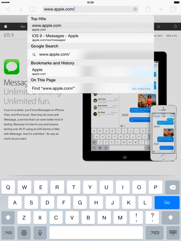 Key in the address of the required web page and press Go. Key in the address of the required web page and press Go.