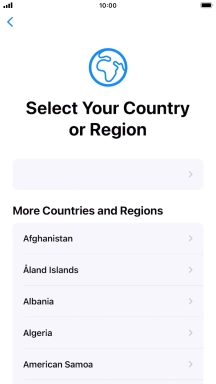 Press the required country or area. Press the required country or area.