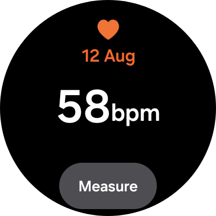 Press Measure and wait while your smartwatch measures your heart rate. Press Measure and wait while your smartwatch measures your heart rate.