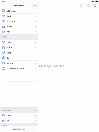 Press the required email account. Press the required email account.