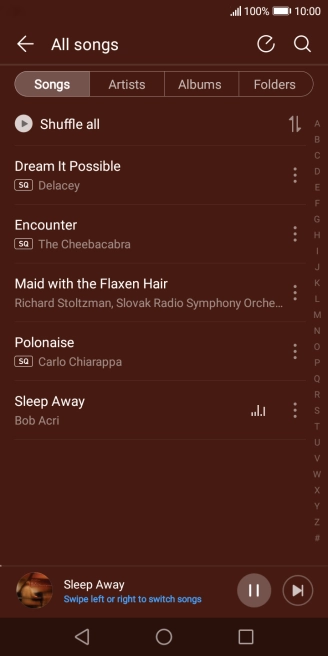 Press the song title at the bottom of the screen. Press the song title at the bottom of the screen.