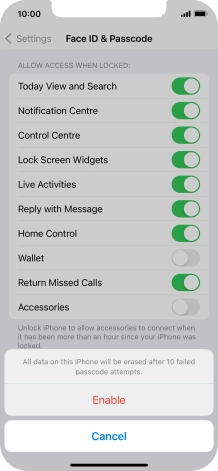 If you turn on the function, press Enable. If you turn on the function, press Enable.