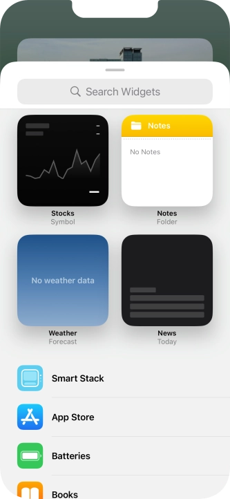 Press the required widget. Press the required widget.