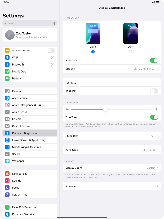 If you turn on the function, press Options and follow the instructions on the screen to select the required period of time for Dark Mode. If you turn on the function, press Options and follow the instructions on the screen to select the required period of time for Dark Mode.