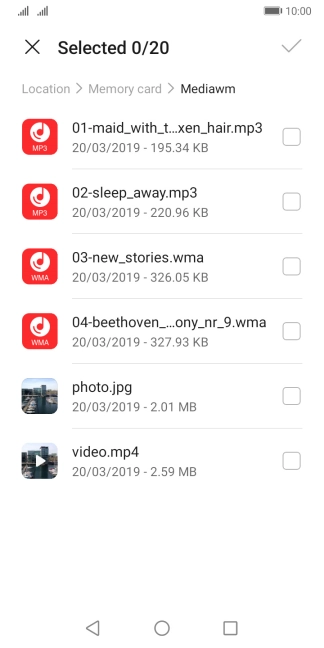 Press the required file. Press the required file.