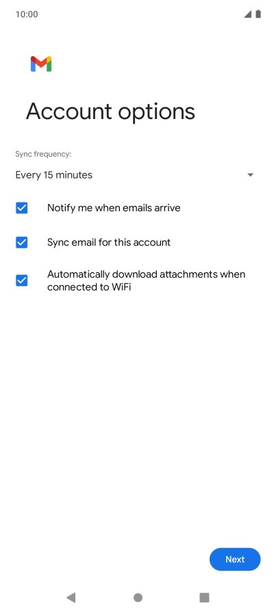 If this screen is displayed, you email account has been recognised and set up automatically. Follow the instructions on the screen to key in more information and finish setting up your phone. If this screen is displayed, you email account has been recognised and set up automatically. Follow the instructions on the screen to key in more information and finish setting up your phone.