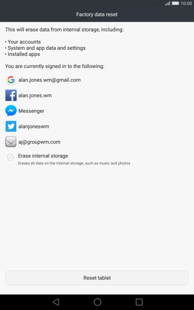 Press Reset tablet. Press Reset tablet.