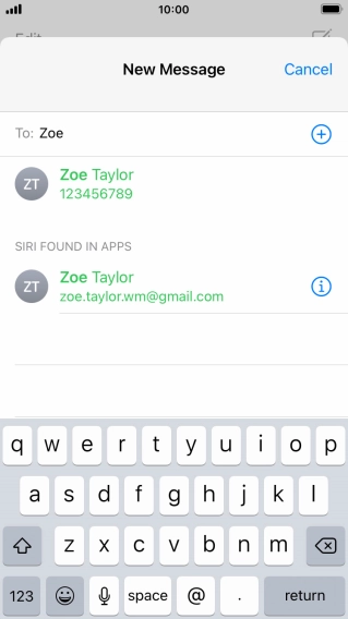 Press the required contact. Press the required contact.