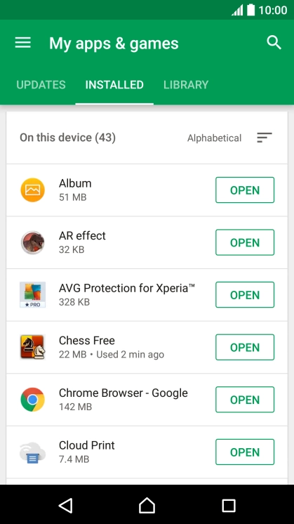 Press the required app. Press the required app.