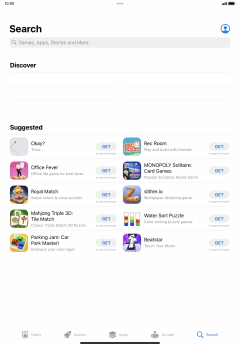 Press the search field. Press the search field.