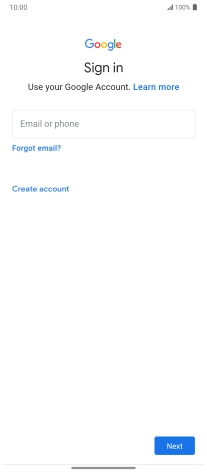 If you don't have a Google account, press Create account and follow the instructions on the screen to create an account. If you don't have a Google account, press Create account and follow the instructions on the screen to create an account.