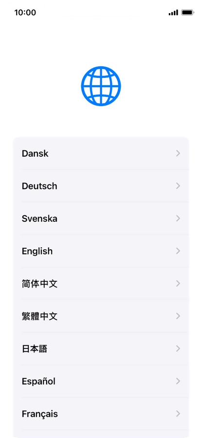 Press the required language. Press the required language.