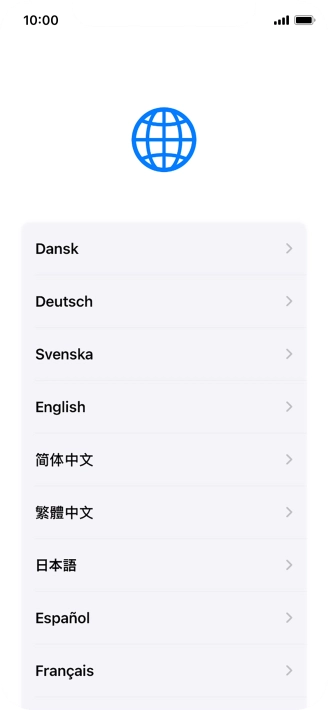 Press the required language. Press the required language.