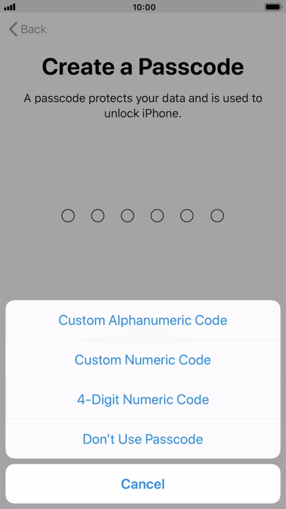 Follow the instructions on the screen to turn on use of phone lock code or press Don't Use Passcode. Follow the instructions on the screen to turn on use of phone lock code or press Don't Use Passcode.