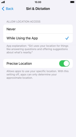 Press the required setting to turn the function on or off. Press the required setting to turn the function on or off.