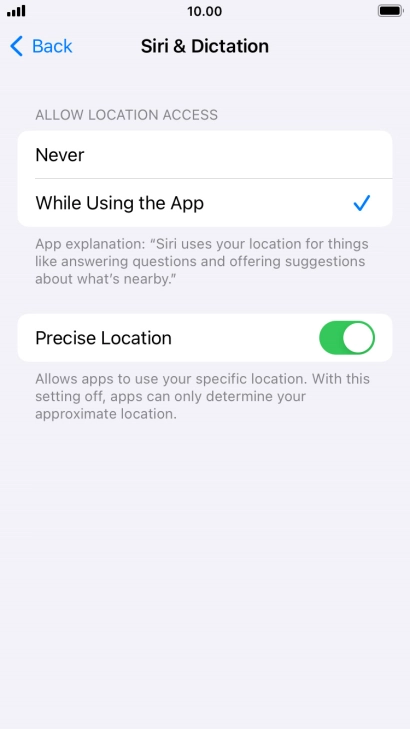 Press the required setting to turn the function on or off. Press the required setting to turn the function on or off.