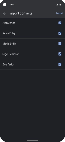 Press the fields next to the required contacts. Press the fields next to the required contacts.