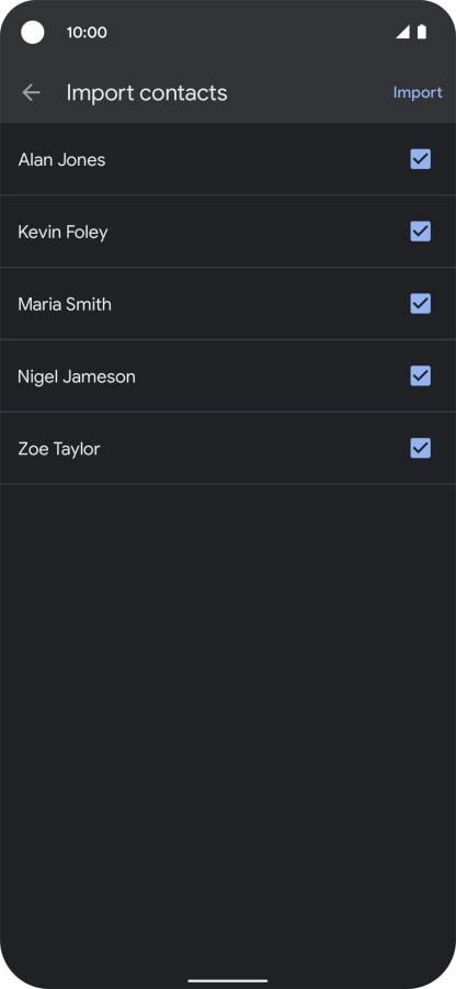 Press the fields next to the required contacts. Press the fields next to the required contacts.