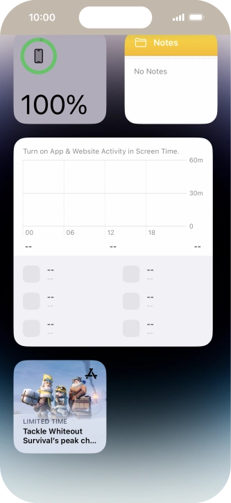 Press and hold the required widget until a pop-up menu is displayed. Press and hold the required widget until a pop-up menu is displayed.