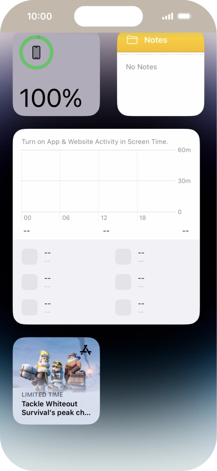 Press and hold the required widget until a pop-up menu is displayed. Press and hold the required widget until a pop-up menu is displayed.