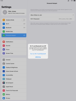 If Wi-Fi is turned off, press Turn on Wi-Fi and Bluetooth. If Wi-Fi is turned off, press Turn on Wi-Fi and Bluetooth.