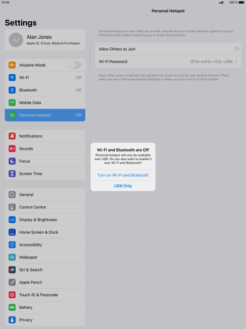 If Wi-Fi is turned off, press Turn on Wi-Fi and Bluetooth. If Wi-Fi is turned off, press Turn on Wi-Fi and Bluetooth.