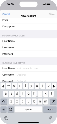 Press Host Name and key in the name or IP address of your email provider's outgoing server. Please note that if you can't send email messages when using your email provider's outgoing server, key in smtp.vodafone.net.au (Vodafone's outgoing server). Press Host Name and key in the name or IP address of your email provider's outgoing server. Please note that if you can't send email messages when using your email provider's outgoing server, key in smtp.vodafone.net.au (Vodafone's outgoing server).