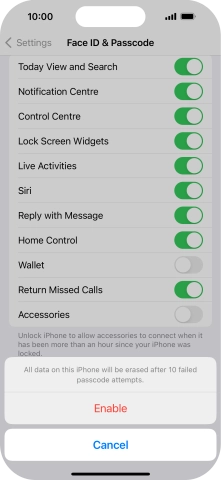 If you turn on the function, press Enable. If you turn on the function, press Enable.