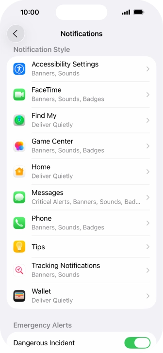 Press the required application. Press the required application.