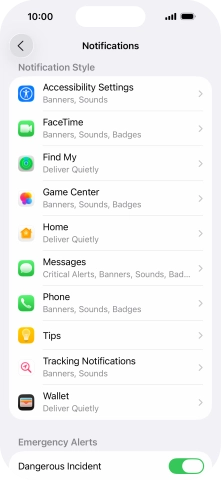 Press the required application. Press the required application.
