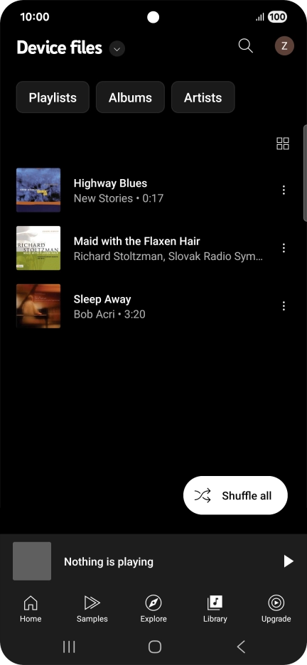 Press the required audio file. Press the required audio file.