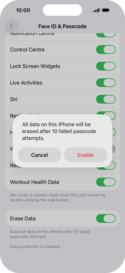 If you turn on the function, press Enable. If you turn on the function, press Enable.