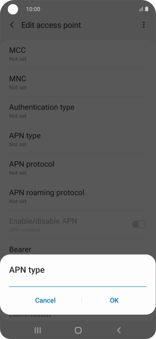Key in default and press OK. Key in default and press OK.