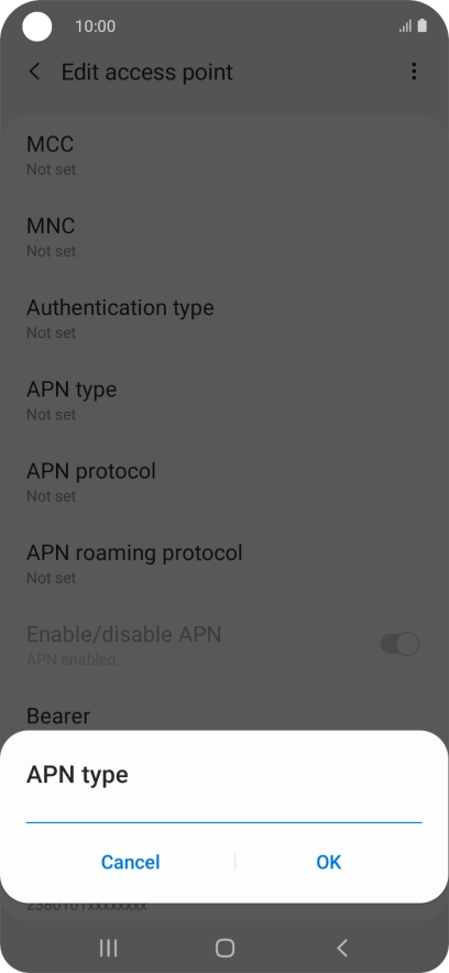 Key in default and press OK. Key in default and press OK.
