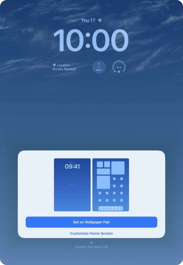 To use the same colour theme on the home screen, press Set as Wallpaper Pair. To use the same colour theme on the home screen, press Set as Wallpaper Pair.