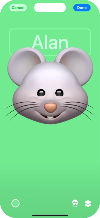 Press the name field and follow the instructions on the screen to select the required font and colour for your name on the Contact Poster. Press the name field and follow the instructions on the screen to select the required font and colour for your name on the Contact Poster.