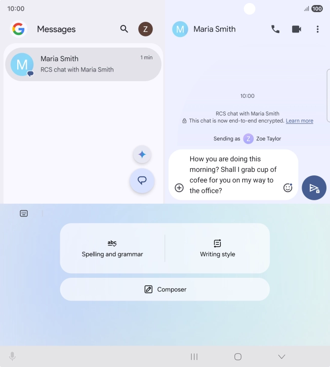 To check your text for grammatical and spelling errors, press Spelling and grammar and follow the instructions on the screen to use the function. To check your text for grammatical and spelling errors, press Spelling and grammar and follow the instructions on the screen to use the function.