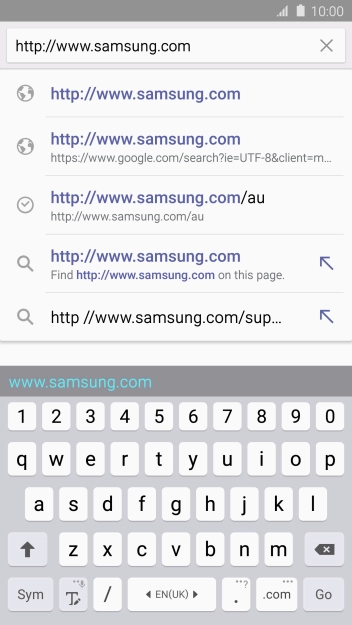 Key in the address of the required web page and press Go. Key in the address of the required web page and press Go.