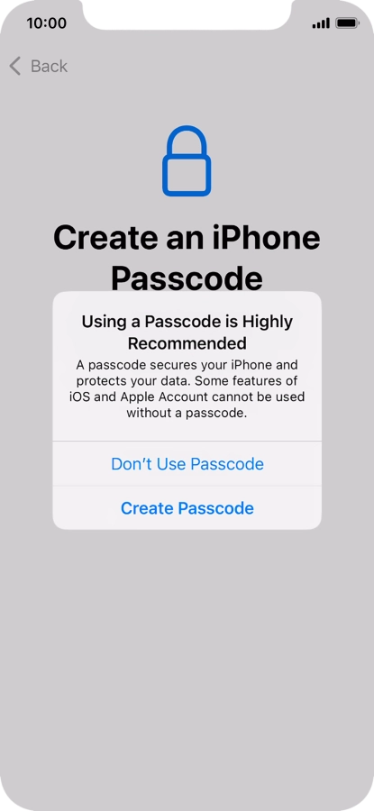 If you turn off the function, press Don't Use Passcode. If you turn off the function, press Don't Use Passcode.