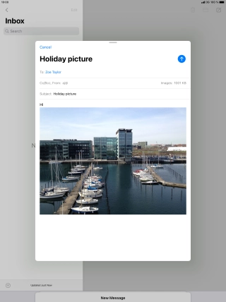 Press the send icon when you've finished your email message. Press the send icon when you've finished your email message.