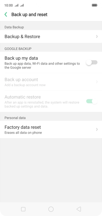 Press Factory data reset. Press Factory data reset.