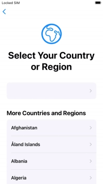 Press the required country or area. Press the required country or area.