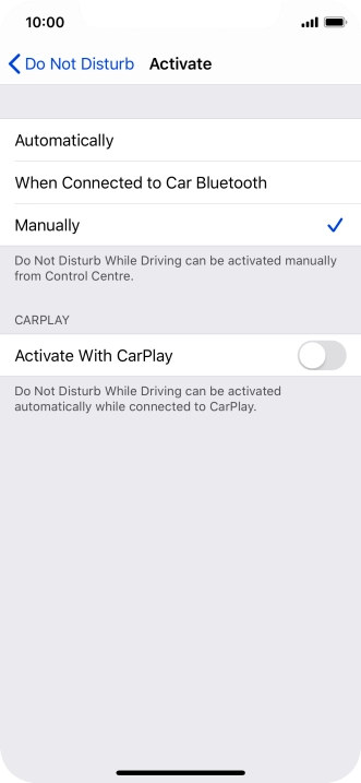 Press the required setting. Press the required setting.