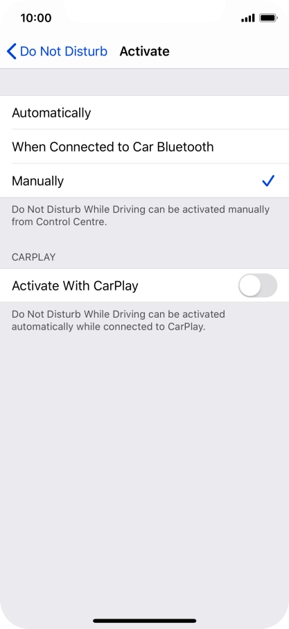 Press the required setting. Press the required setting.